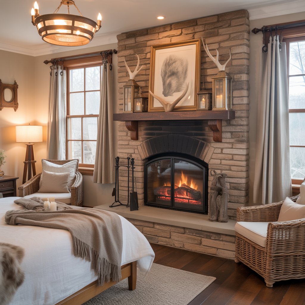 Western Ranch Bedroom:20 Inspiring Ideas to Create a Cozy Rustic Retreat 15 Fireplace for Ranch Ambiance