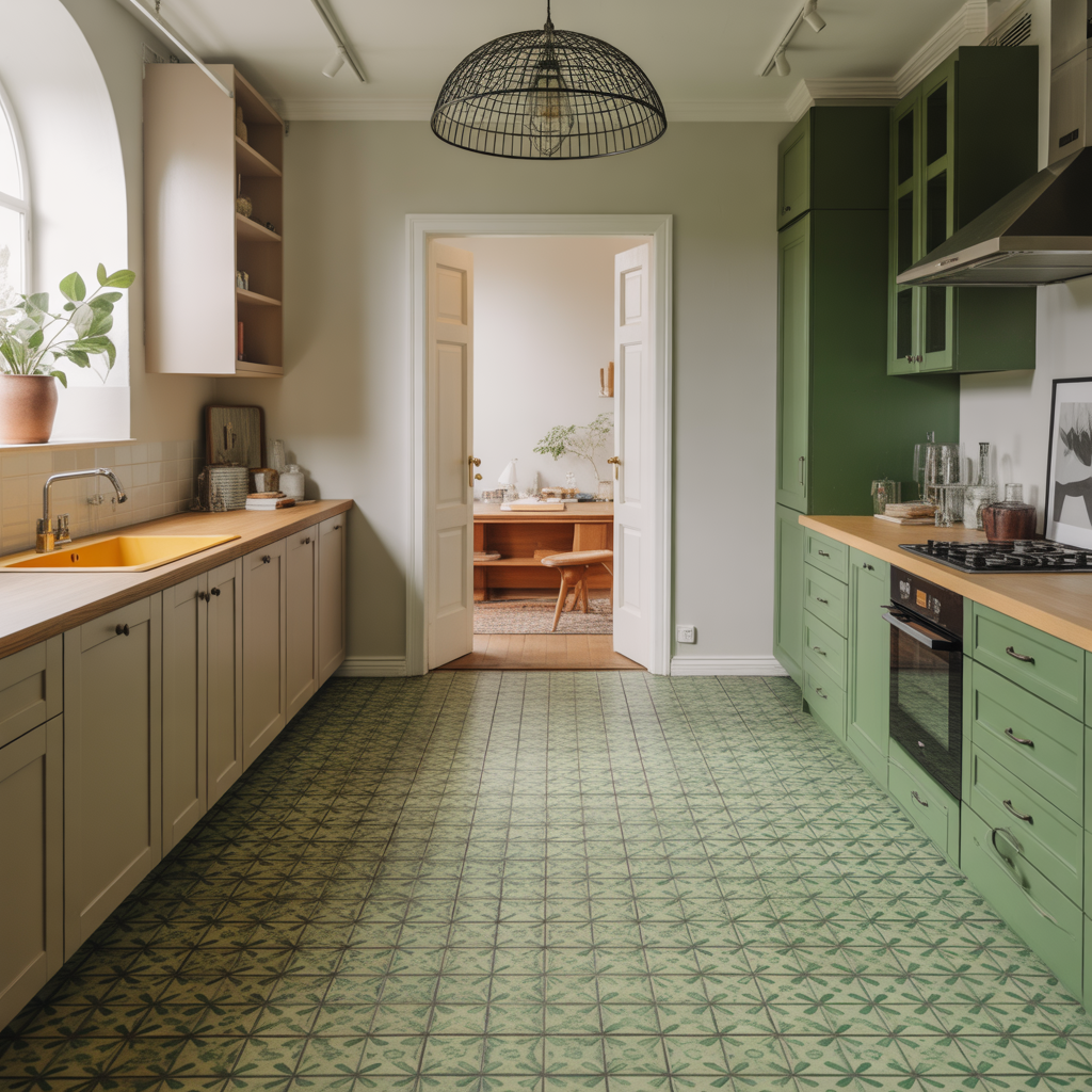 Green Kitchen: 20 Inspiring Ideas to Transform Your Cooking Space 16 Green Flooring for Unexpected Impact