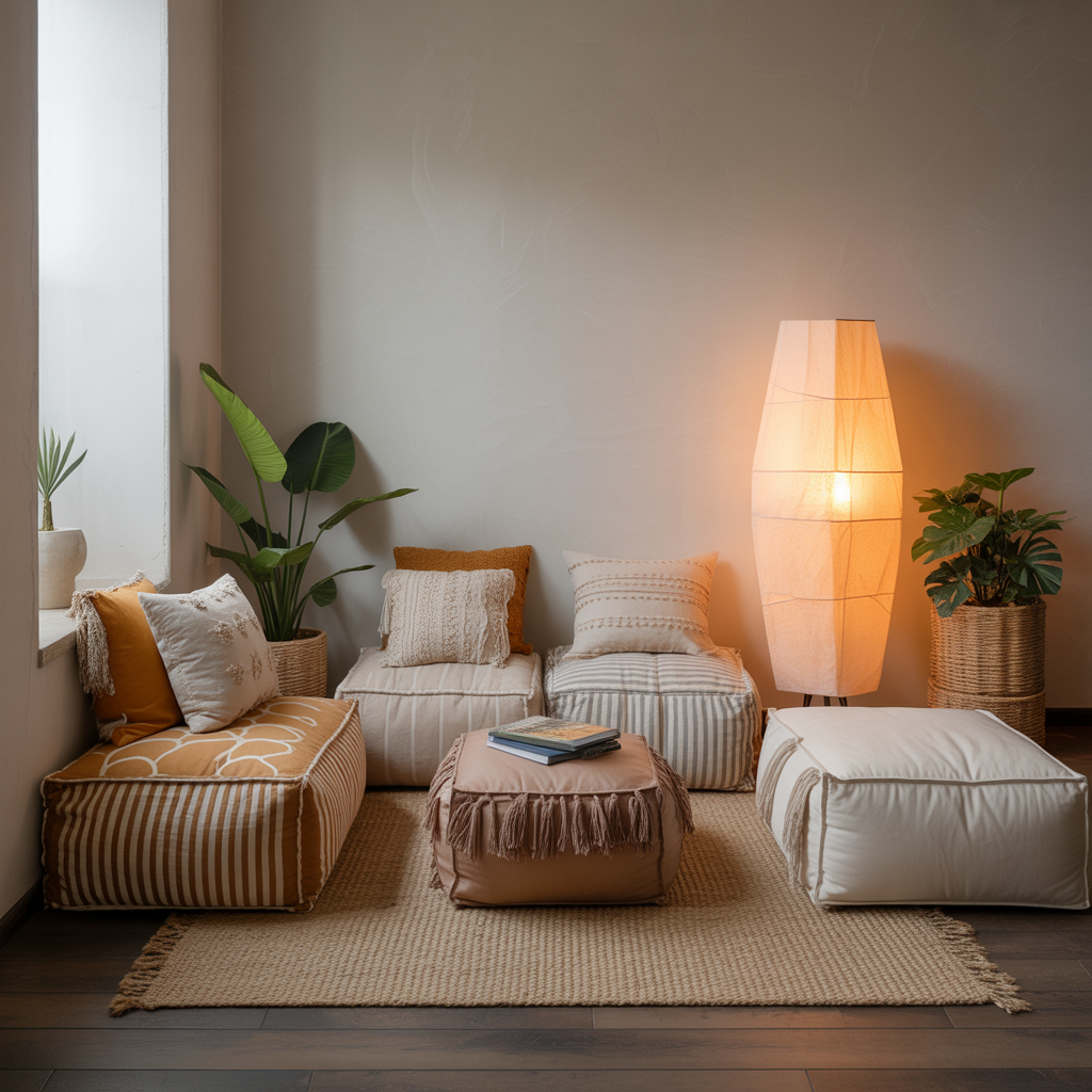 Boho Reading Nook :20 Creative Ideas for Designing Reading Nook 1 Cozy Floor Cushion Nook