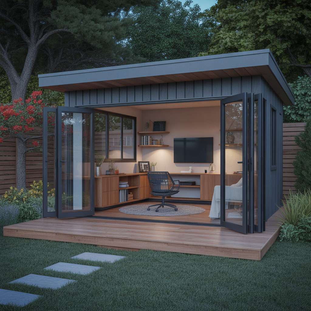 Backyard Office: 20 Creative Ideas to Build Your Dream Outdoor Workspace 15 Backyard Office with Foldable Walls