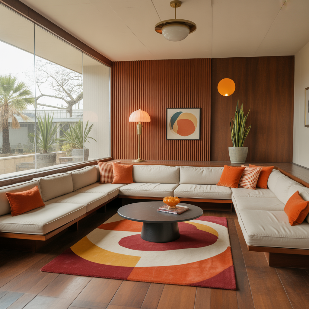 Living Room Conversation Pits: 20 Inspiring Ideas for Social Spaces 2 Retro Revival with Mid-Century Charm