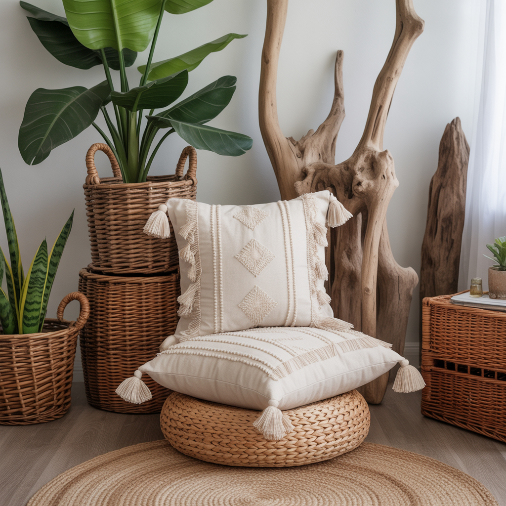 Floor Pillows Living Room Boho: 20 Inspiring Ideas to Elevate Your Space 19 Bringing in Natural Elements