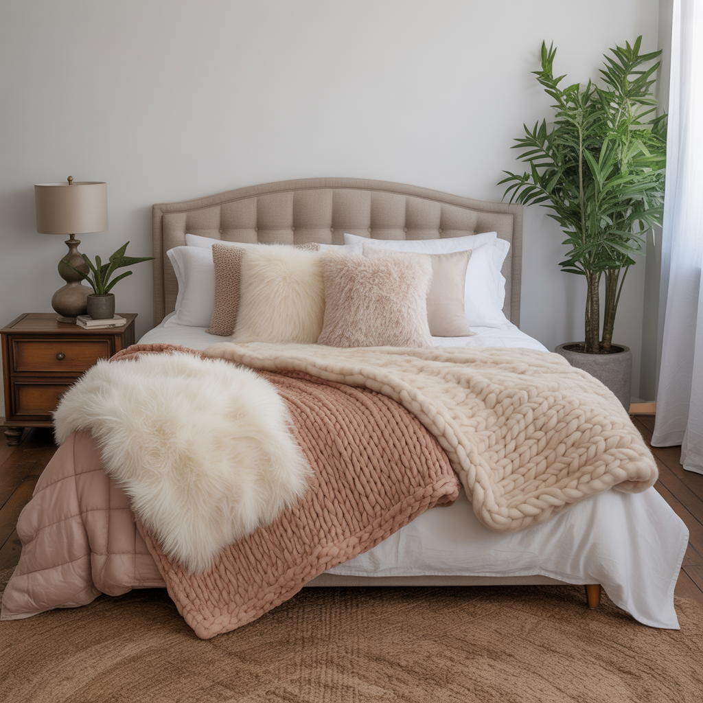Cozy Winter Bedroom: 20 Beautiful Ideas to Create Warmth and Comfort 1 Layered Bedding with Plush Textures