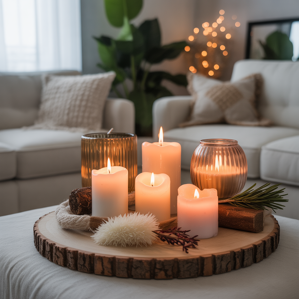 Boho Coffee Table Decor: Heartfelt 22 Ideas to Transform Your Living Space 8 Use Candles for Ambience