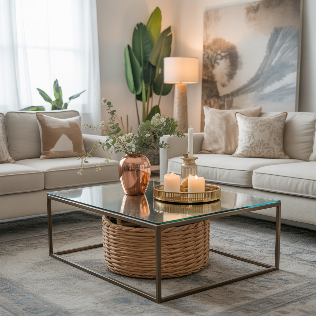 Boho Coffee Table Decor: Heartfelt 22 Ideas to Transform Your Living Space 10 Mix Natural Elements with Glam Touches