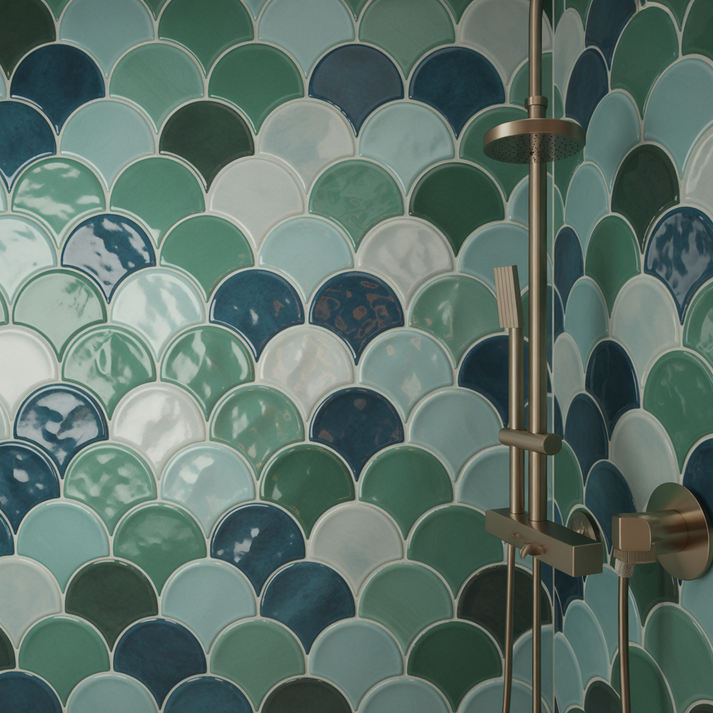 Boho-inspired fish scale tiles
