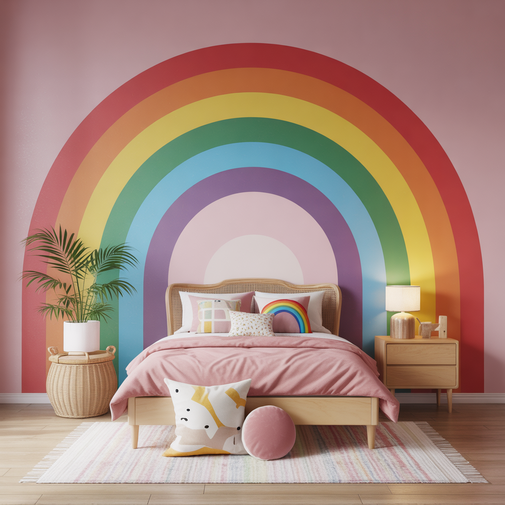 Bold Rainbow Accent Wall