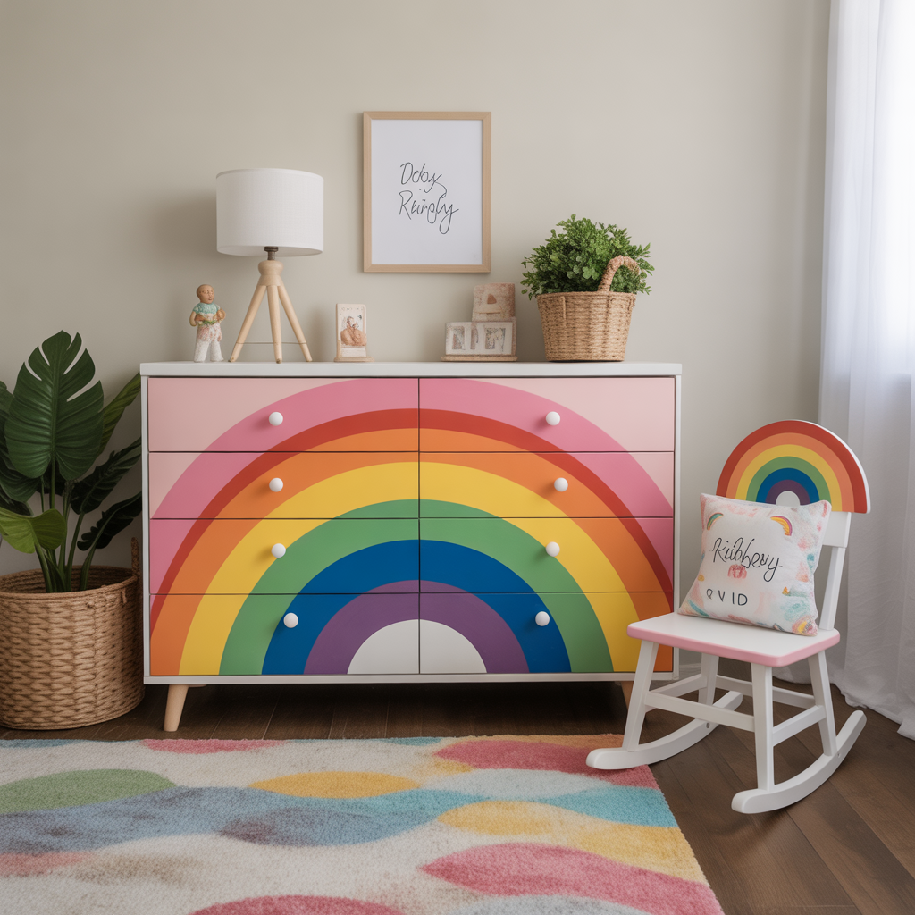 DIY Painted Rainbow Furniture