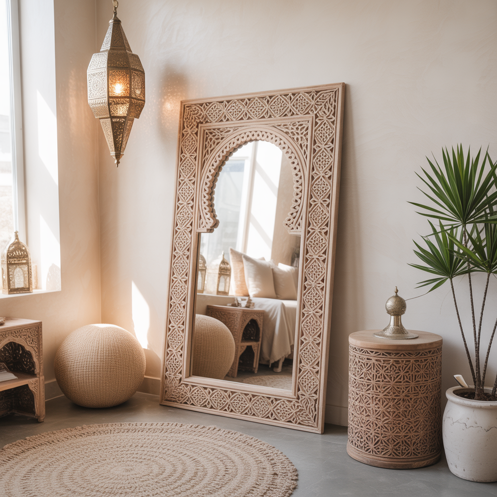 Hand-Carved Moroccan Style Mirror