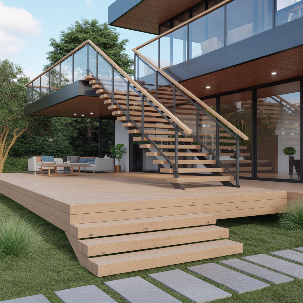 Deck Stairs: 20 Inspiring Ideas for Safe, Stylish, and Functional Outdoor Living 3 Floating Deck Stairs with Modern Appeal