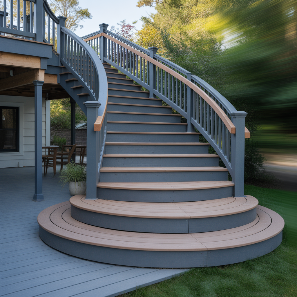Deck Stairs: 20 Inspiring Ideas for Safe, Stylish, and Functional Outdoor Living 10 Curved Deck Stairs for Elegant Flow