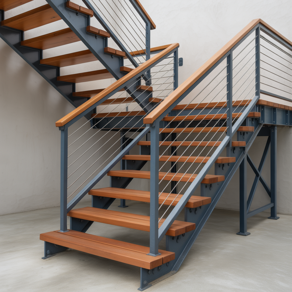 Deck Stairs: 20 Inspiring Ideas for Safe, Stylish, and Functional Outdoor Living 15 Steel and Wood Combination Deck Stairs