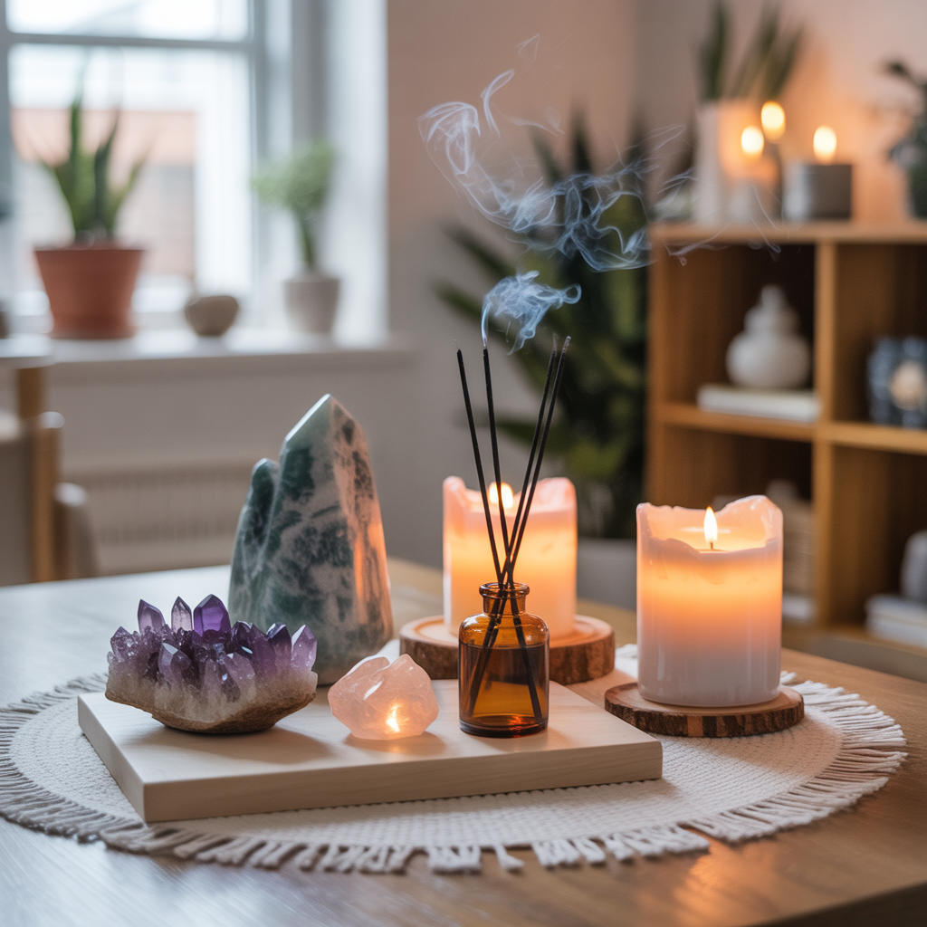 Mindful Decor with Crystals and Candles