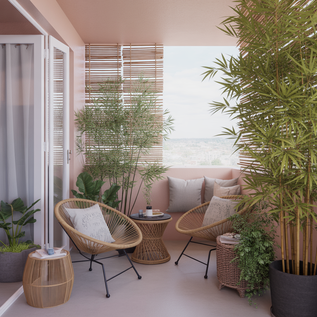 Boho Balcony: 22 Inspiring Ideas to Create Your Dream Outdoor Retreat 18 Privacy with Bamboo Screens or Plants