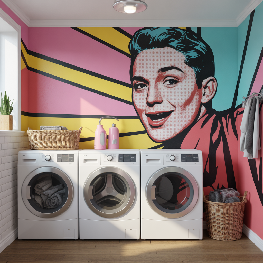 Retro Pop Art Vibes of Laundry Room Mural