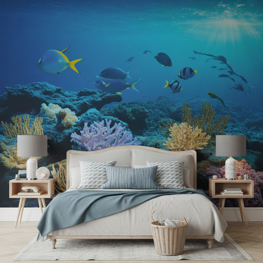 Underwater Marine Life of Laundry Room Mural