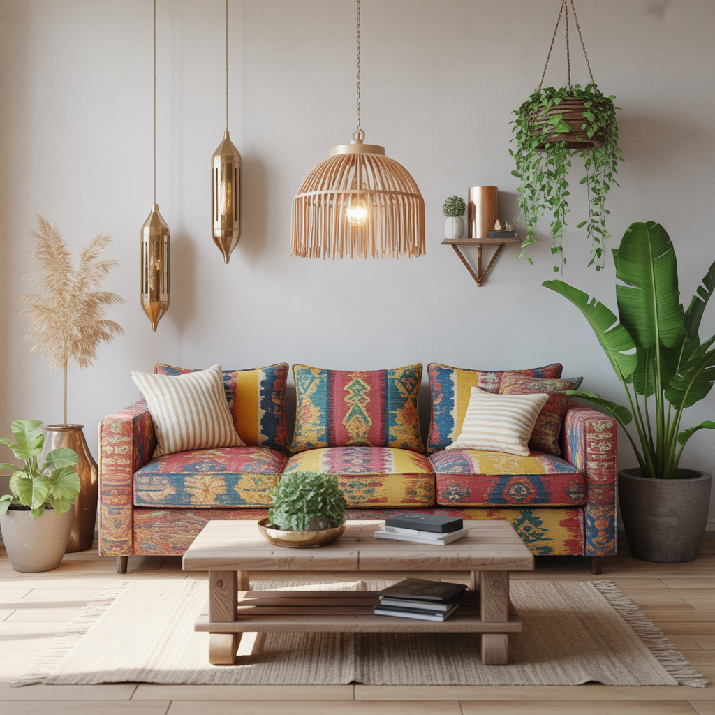 Vintage Sofa Reupholstered in Boho Patterns