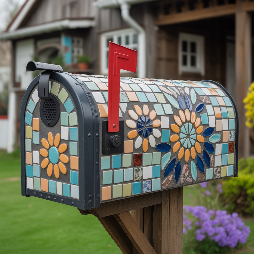 Boho Mailbox: 20 Creative and Inspiring Ideas for a Unique Entrance 4 Mosaic Tile Mailbox Design