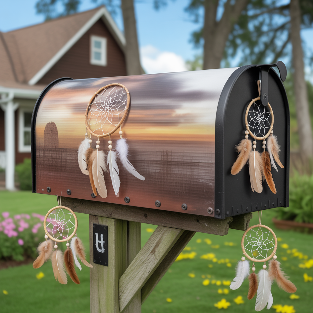 Boho Mailbox: 20 Creative and Inspiring Ideas for a Unique Entrance 10 Dreamcatcher-Inspired Mailbox