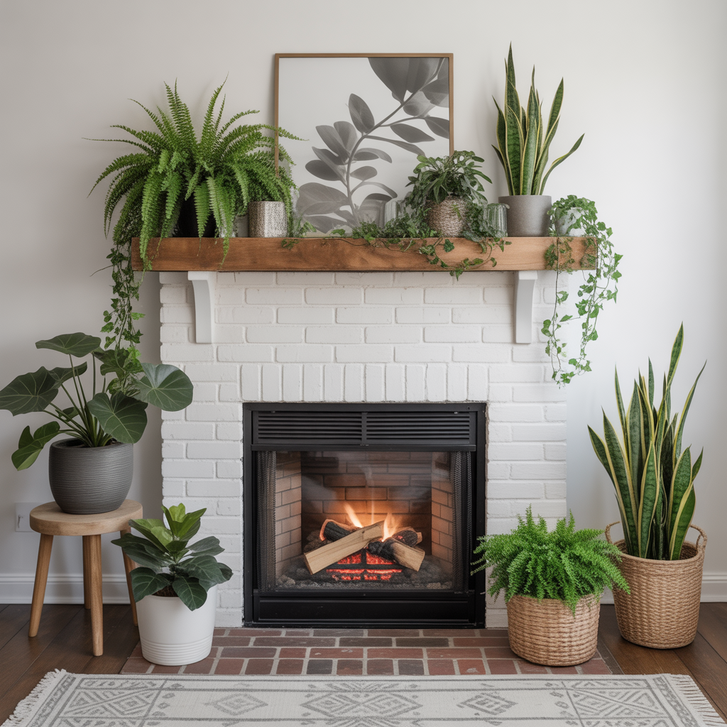 Surrounding the Fireplace with Plants