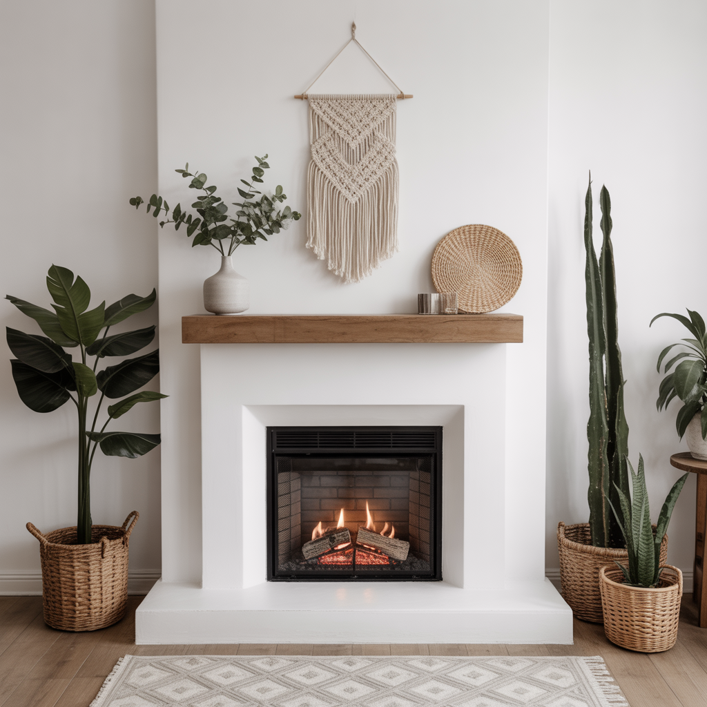 Minimalist Boho Fireplace Design