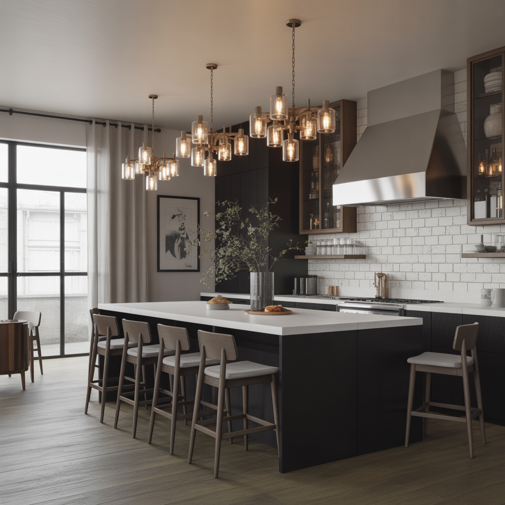 Kitchen Bar Design :Transform Your Space with these 20 inspiring ideas 15 Statement Lighting Over the Bar