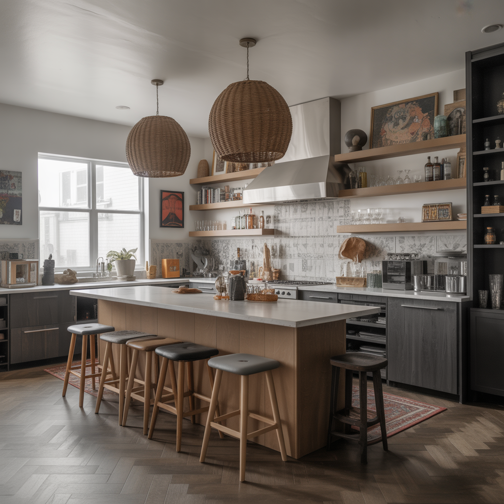 Kitchen Bar Design :Transform Your Space with these 20 inspiring ideas 19 Eclectic Mix for Personality