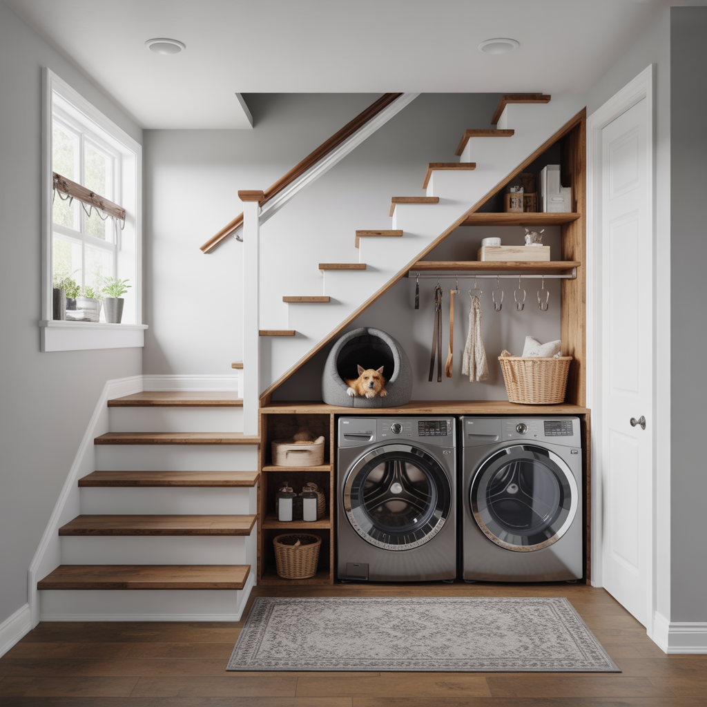 Laundry Under Stairs: 20 Creative and Practical Ideas to Maximize Space 7 Pet-Friendly Laundry Corner
