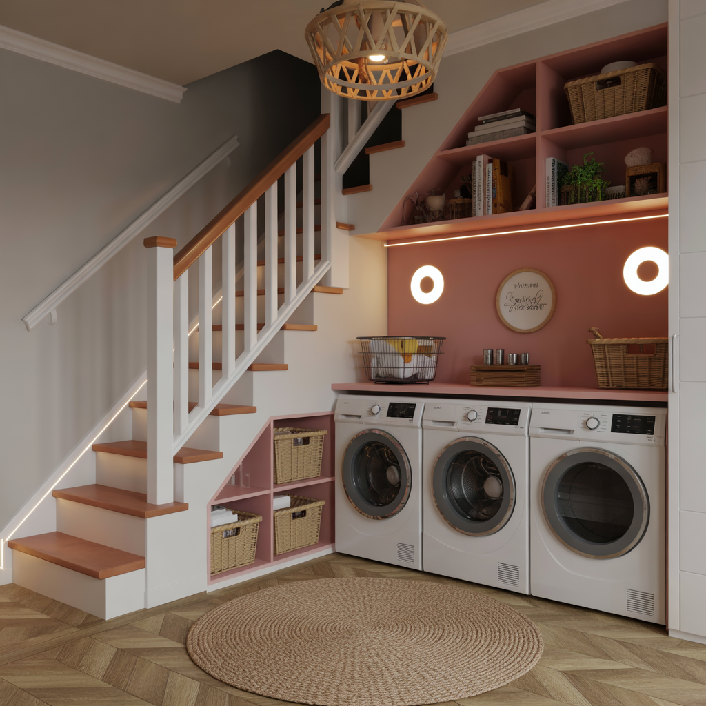 Laundry Under Stairs: 20 Creative and Practical Ideas to Maximize Space 8 Laundry with Smart Lighting