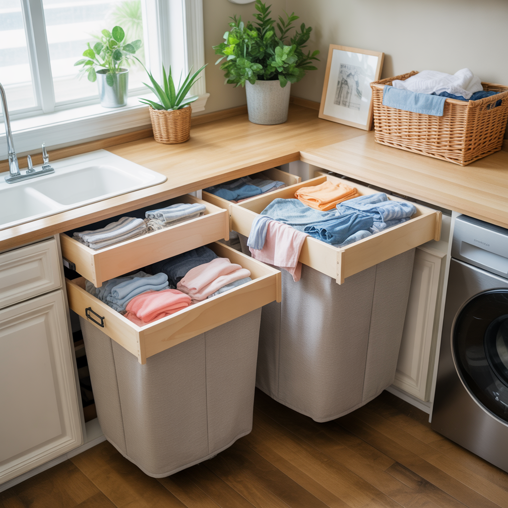 Laundry Under Stairs: 20 Creative and Practical Ideas to Maximize Space 10 Laundry with Pull-Out Hampers