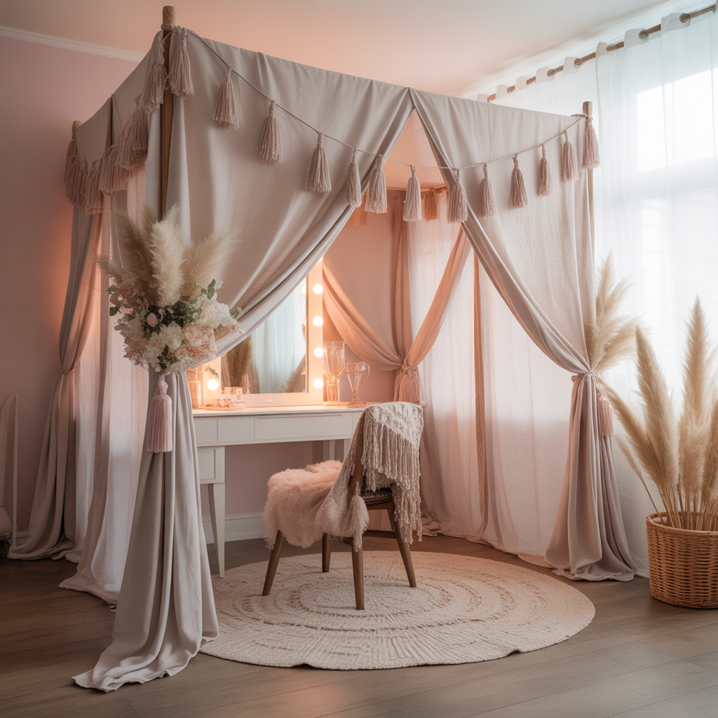 Dreamy Canopy or Drapes Around the Vanity
