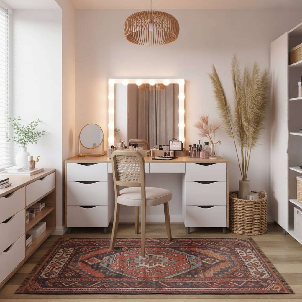 Statement Rugs Under the Vanity
