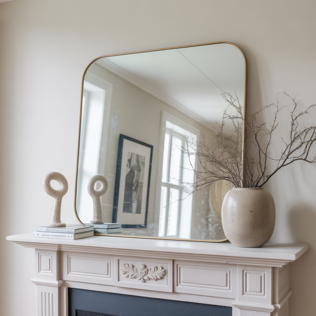 Minimalist Mirrors Above the Mantel