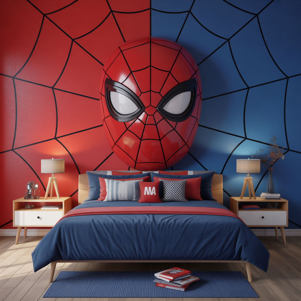 Accent Wall in Red and Blue