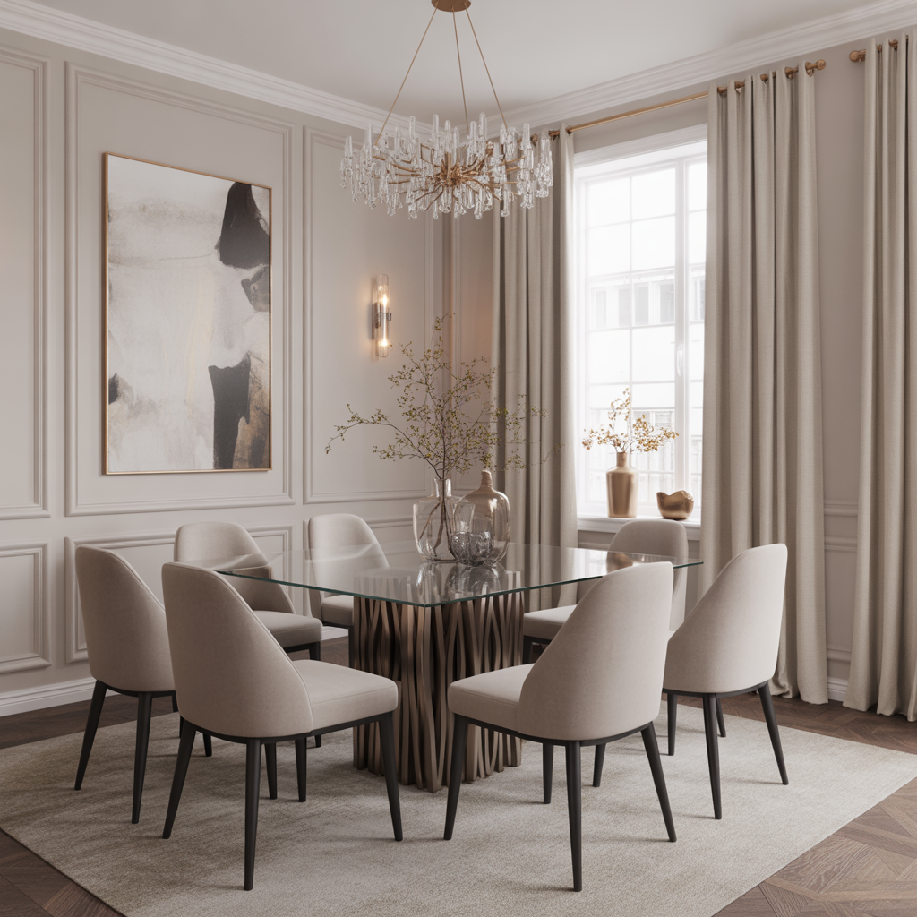 Neutral Dining Room: 20 Stunning Ideas for a Timeless and Elegant Space 8 Neutral Dining Room with Modern Glam