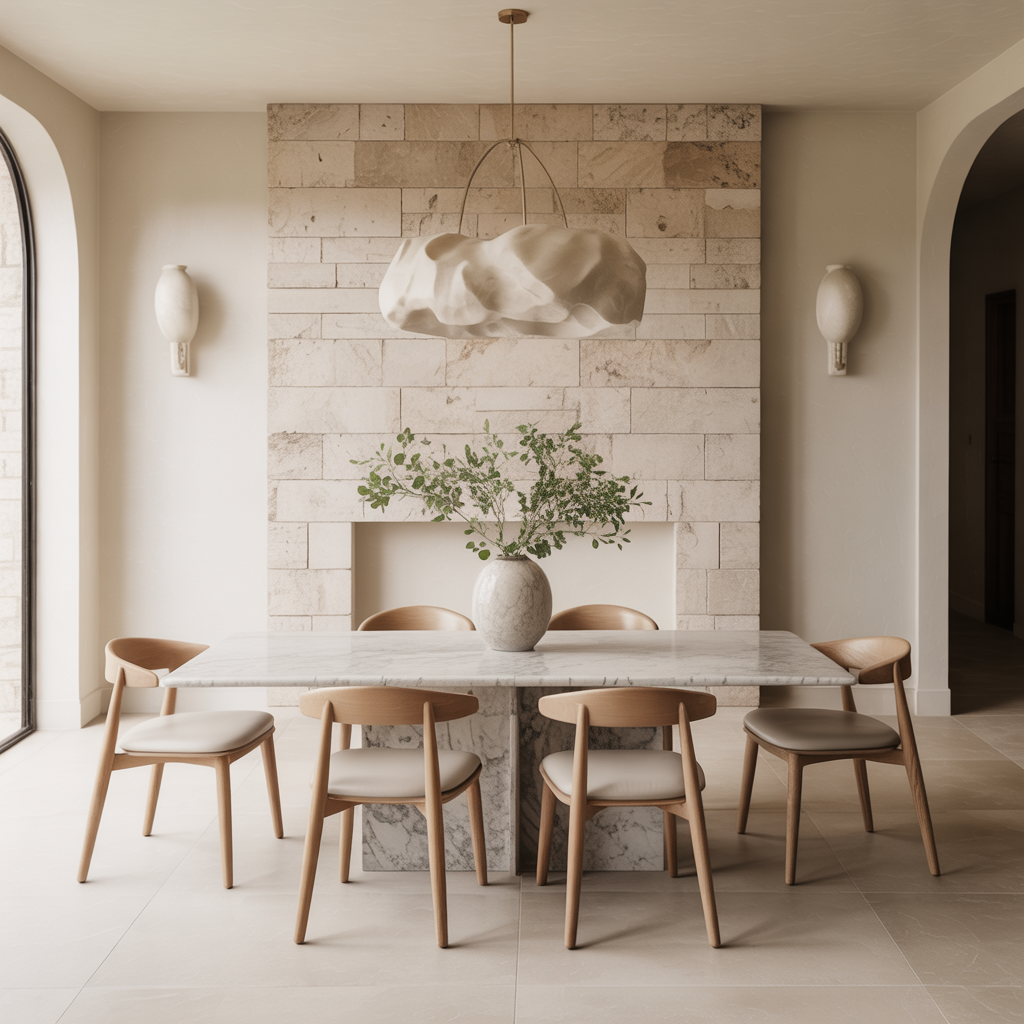 Neutral Dining Room: 20 Stunning Ideas for a Timeless and Elegant Space 9 Incorporating Stone and Marble