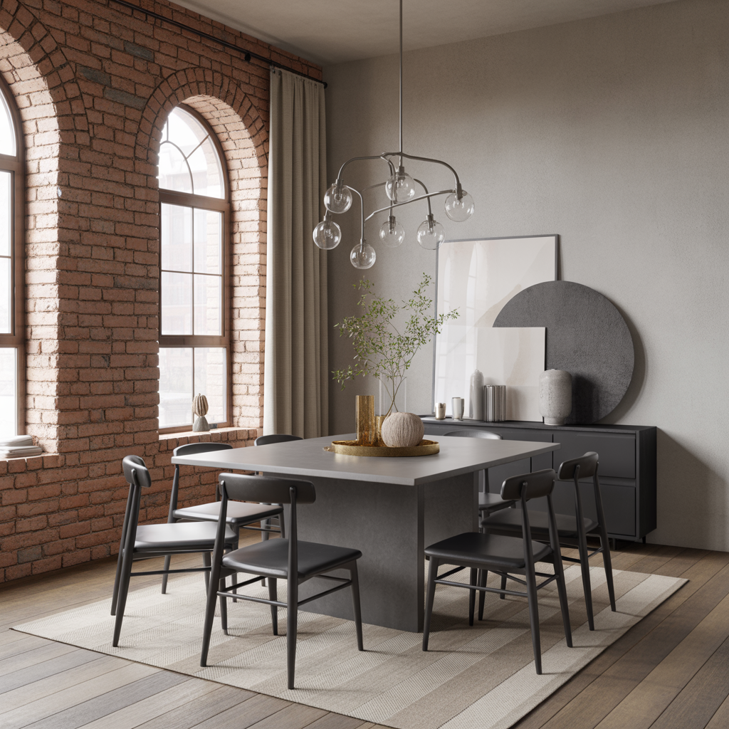 Neutral Dining Room: 20 Stunning Ideas for a Timeless and Elegant Space 12 Modern Industrial Edge