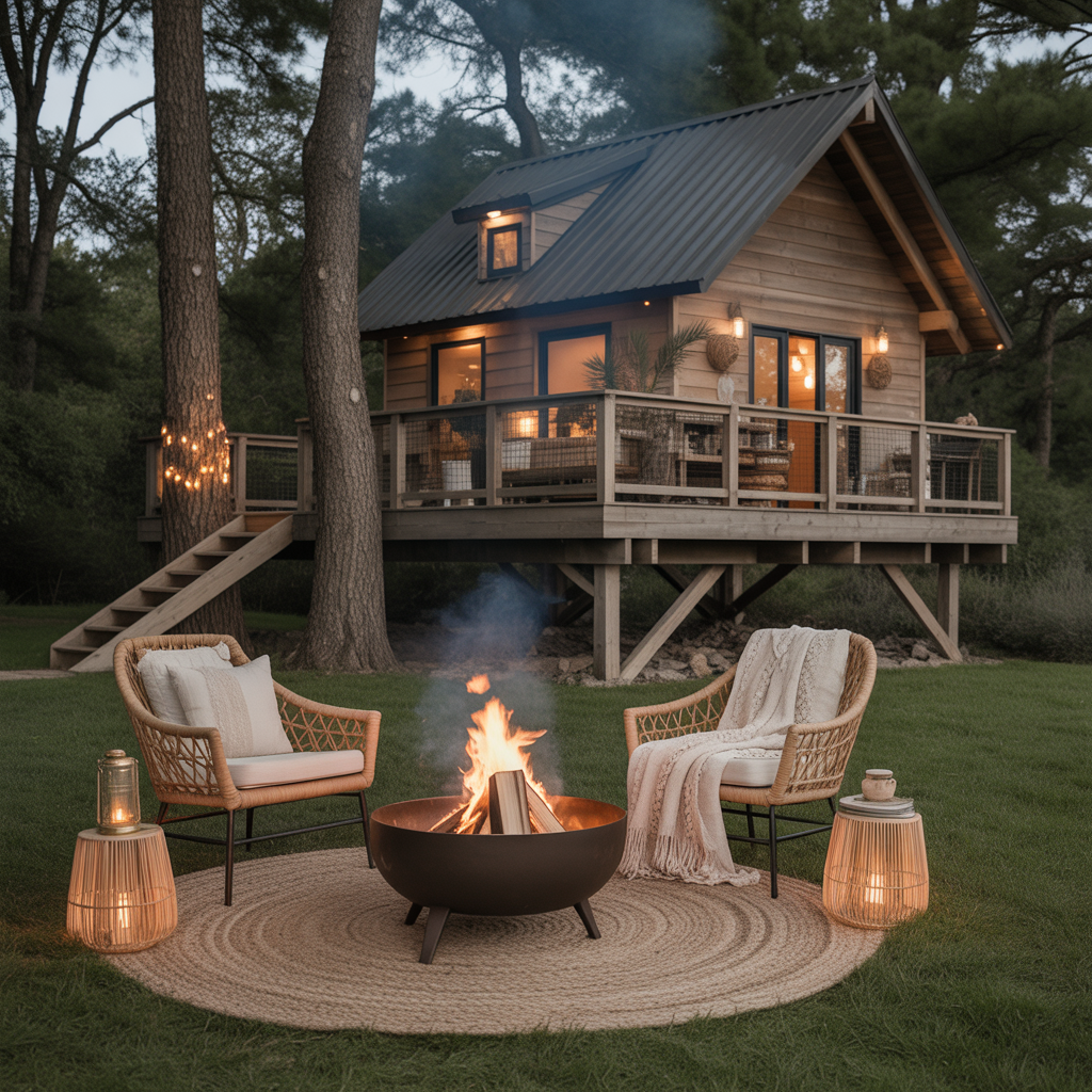 Fire Pit Near the Treehouse Deck
