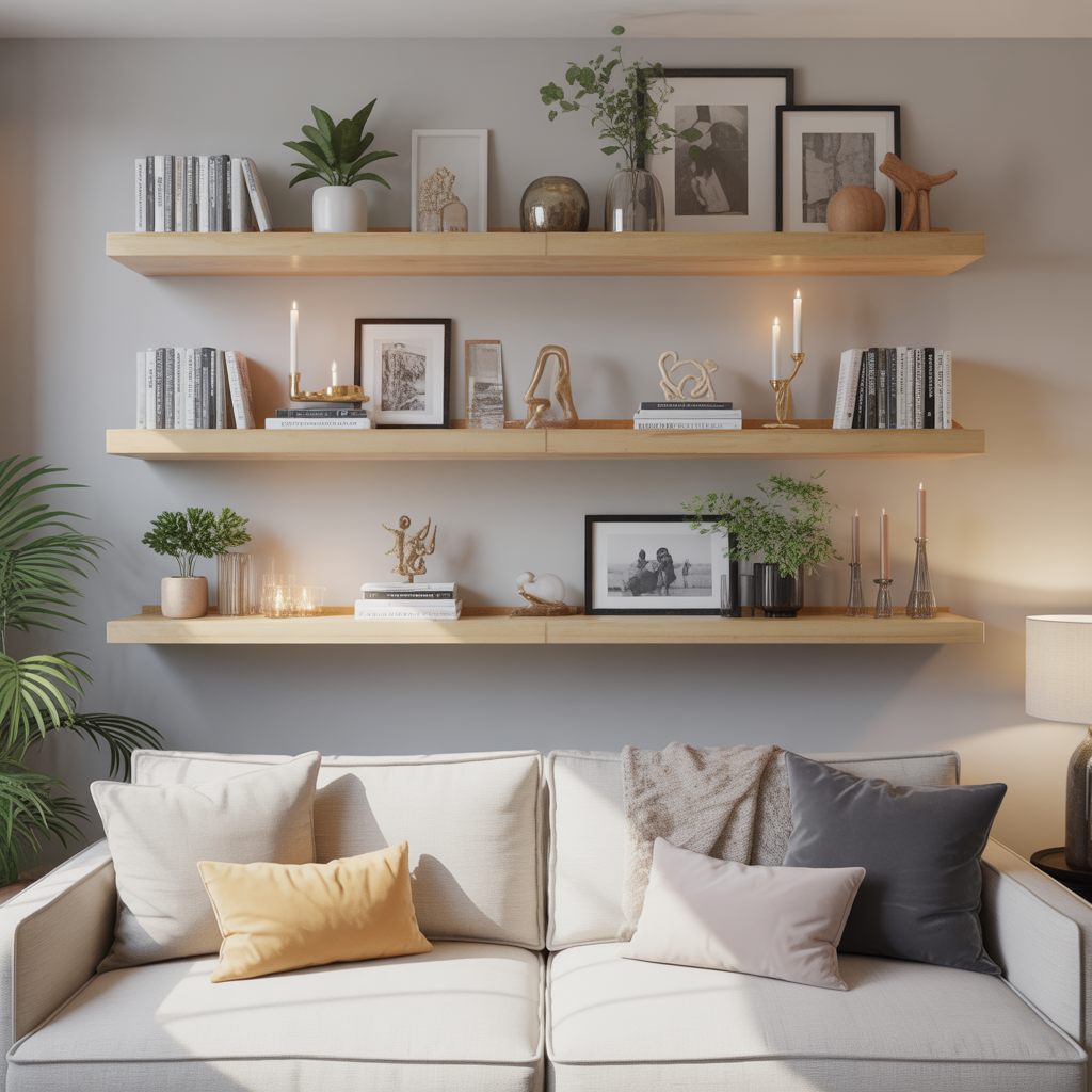 Floating Shelves with Decor Accents