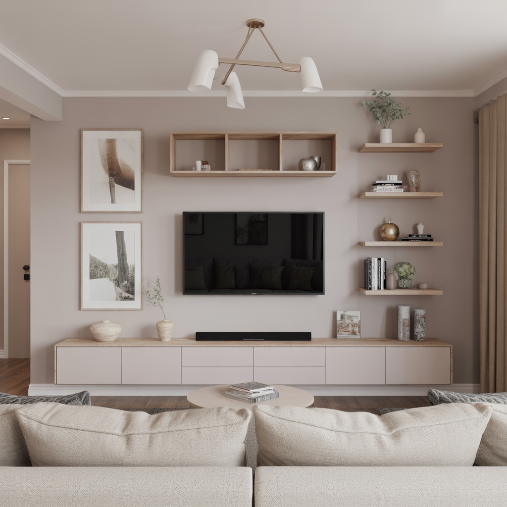 Wall-Mounted TV with Surrounding Décor