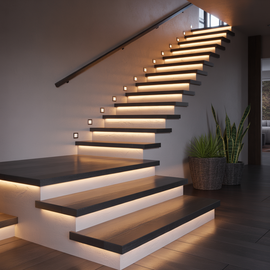 Floating Staircase: 20 Stunning Ideas to Elevate Modern Interiors 3 Floating Staircase with LED Lighting