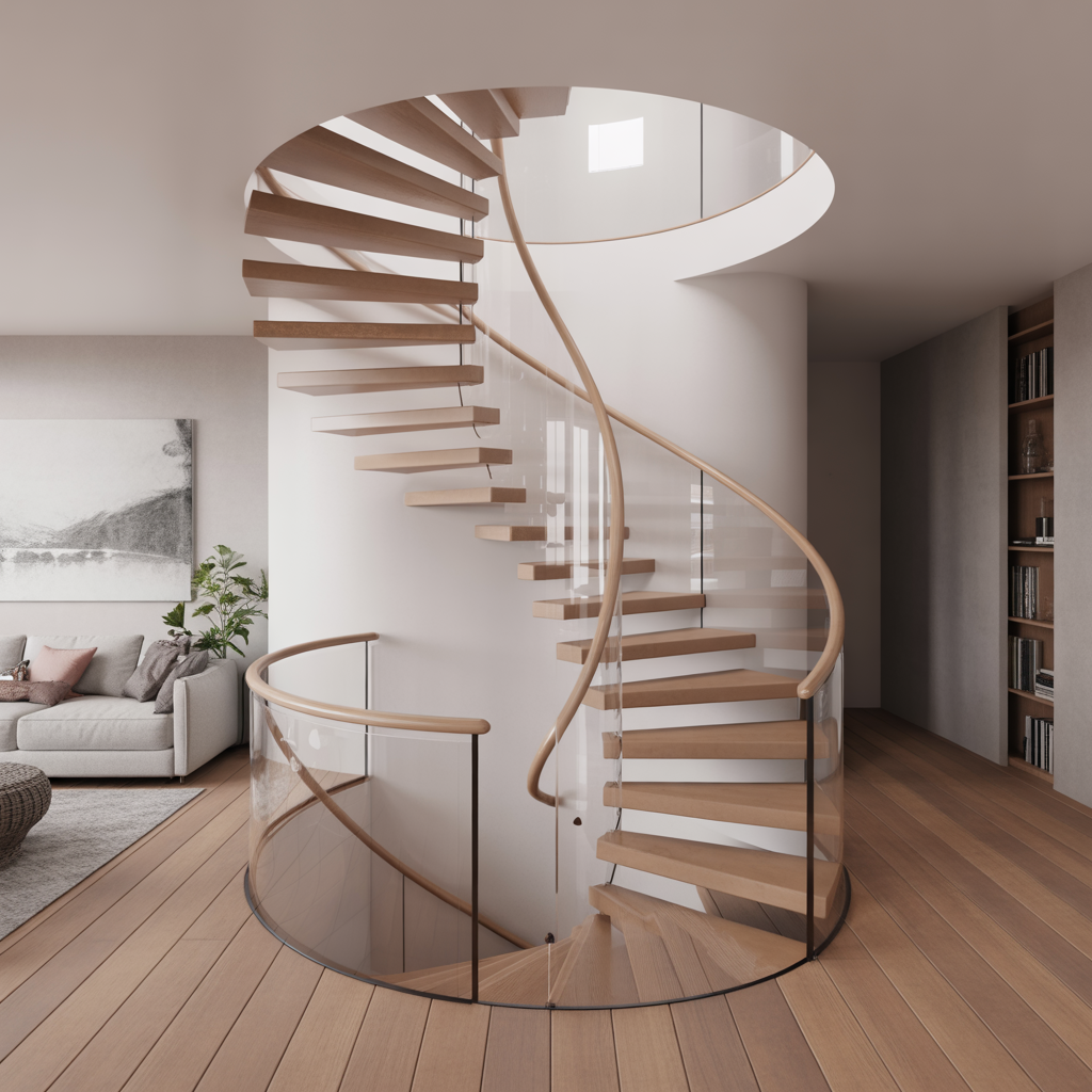 Floating Staircase: 20 Stunning Ideas to Elevate Modern Interiors 7 Spiral Floating Staircase