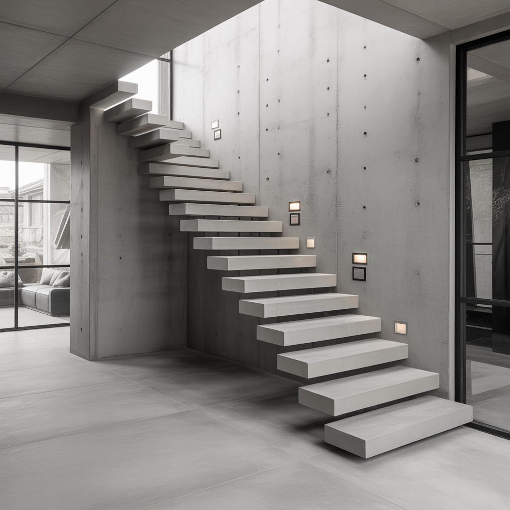 Floating Staircase: 20 Stunning Ideas to Elevate Modern Interiors 8 Concrete Floating Staircase with Modern Edge