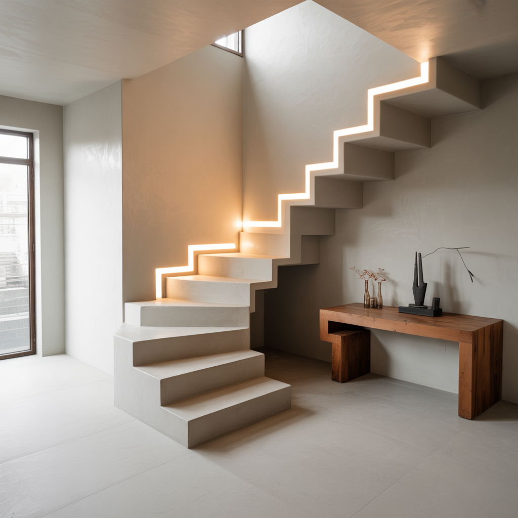 Floating Staircase: 20 Stunning Ideas to Elevate Modern Interiors 12 Sculptural Zigzag Floating Staircase