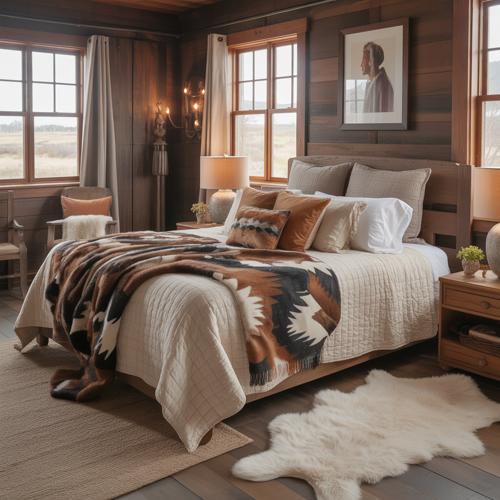 Western Ranch Bedroom:20 Inspiring Ideas to Create a Cozy Rustic Retreat 2 Layering with Cozy Textiles