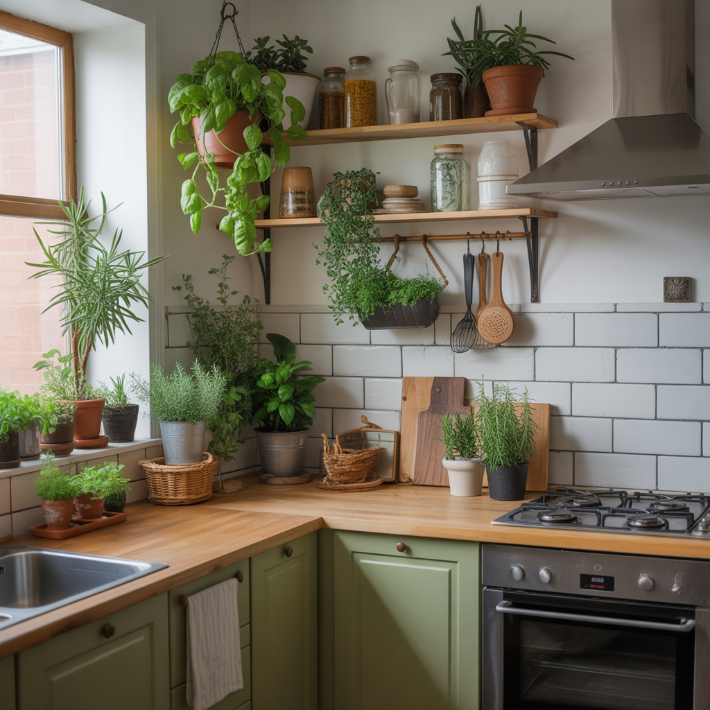Earthy Kitchen: 20 Inspiring Ideas for a Natural and Grounded Space 9 Indoor Greenery and Herb Gardens