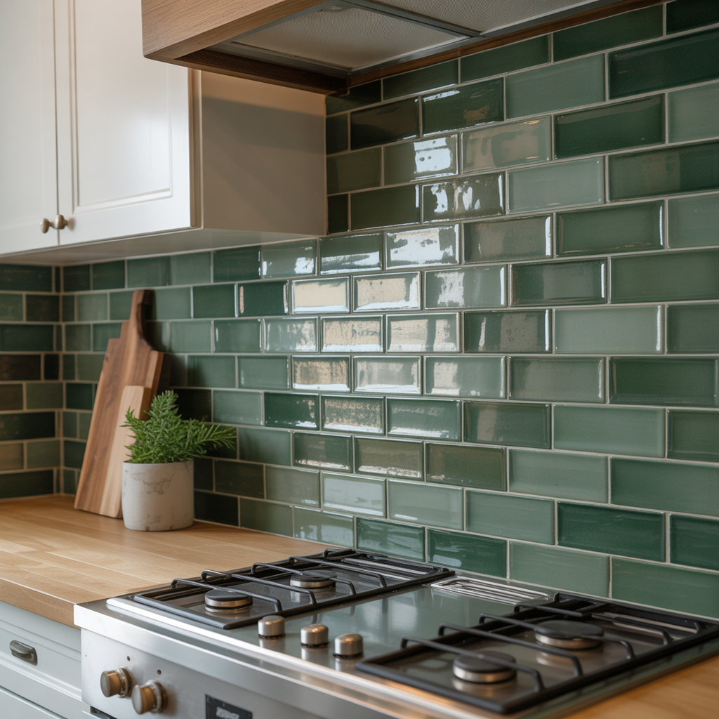 Green Kitchen: 20 Inspiring Ideas to Transform Your Cooking Space 2 Adding Green Tiles for Subtle Charm