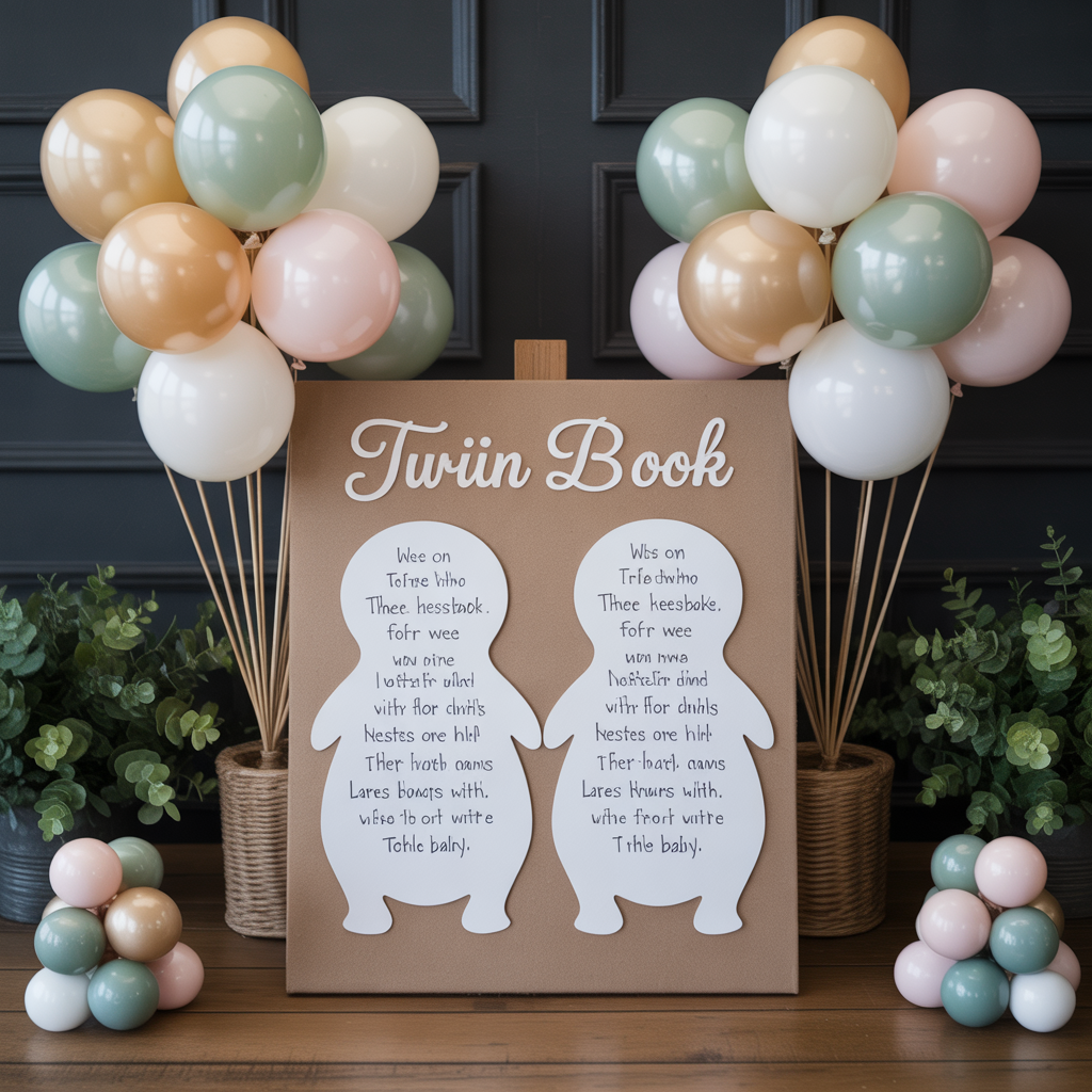 Baby Shower for Twins: 20 Creative and Heartfelt Ideas 8 Personalized Guestbook with Twin Design