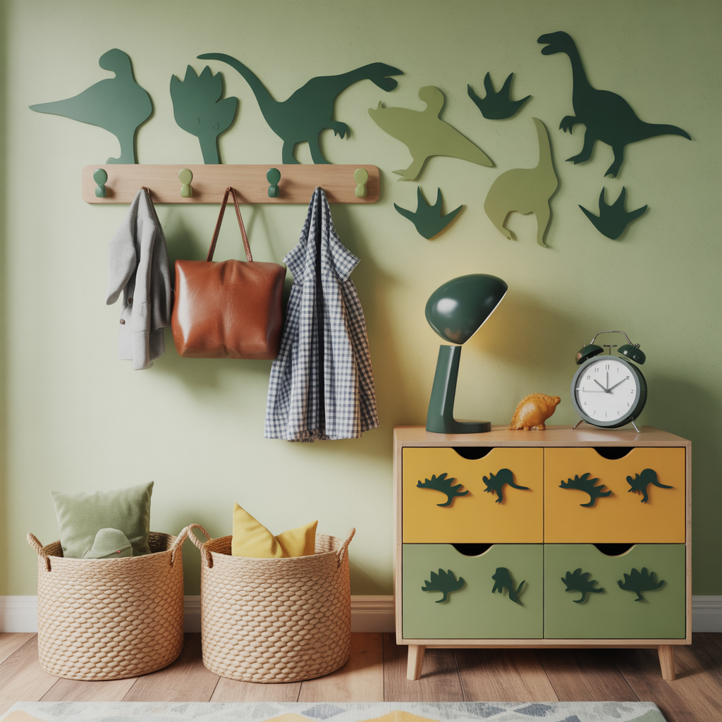 Dino-Themed Wall Hooks and Accessories