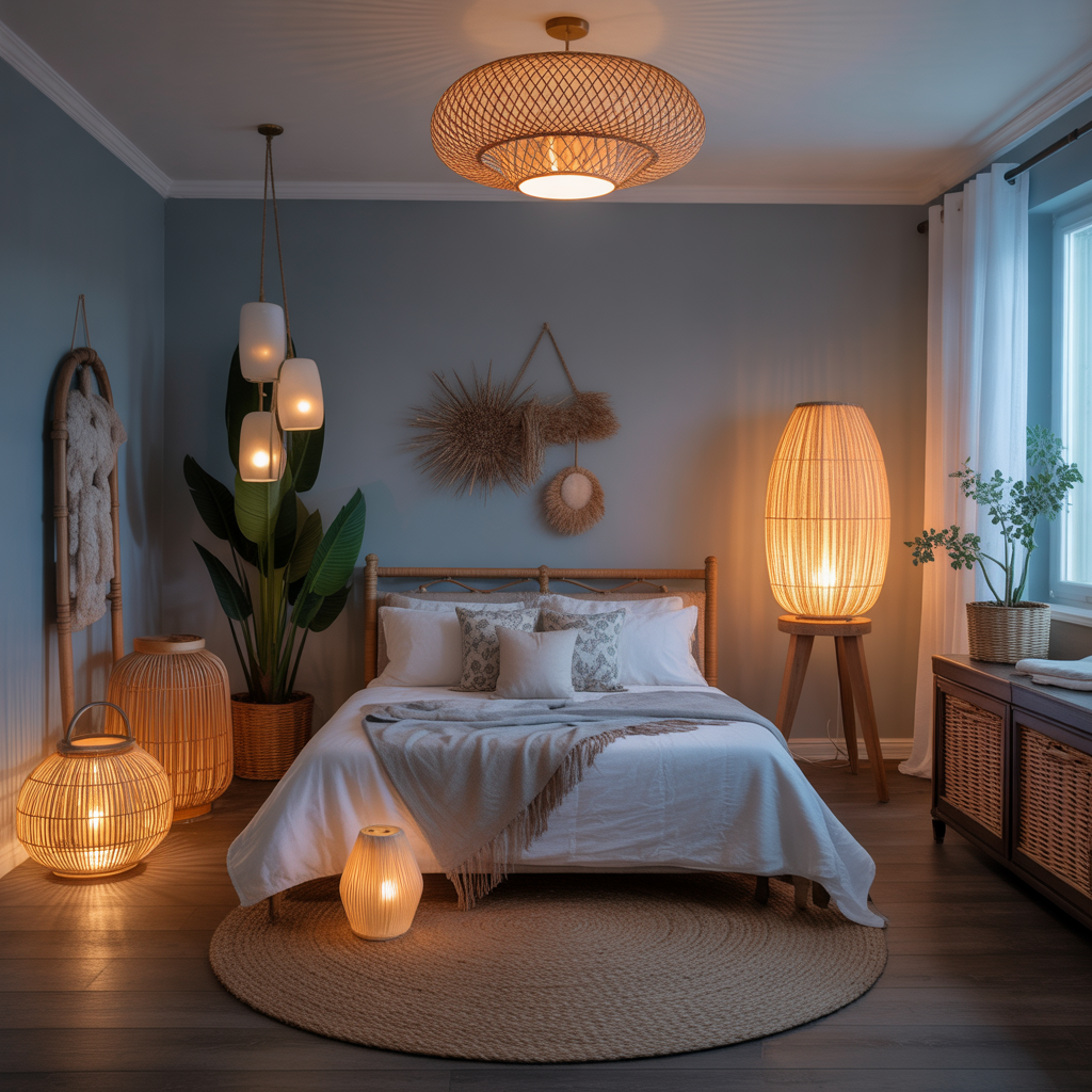 Layered Lighting with Lanterns and Lamps